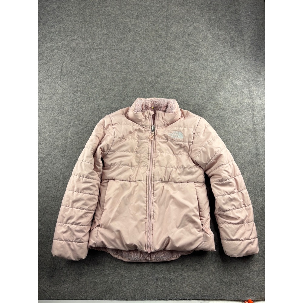 The North Face Reversible Quilted Fleece Jacket Pink Girls XS Winter Skiing